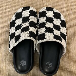The Sak Black and White Checkered Mules